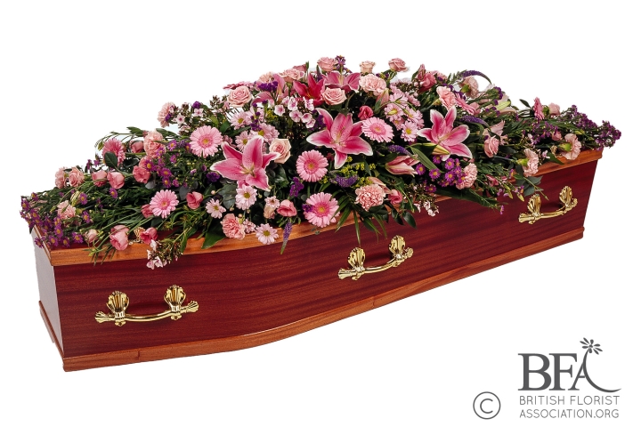 Pink Lily & Rose Casket Spray