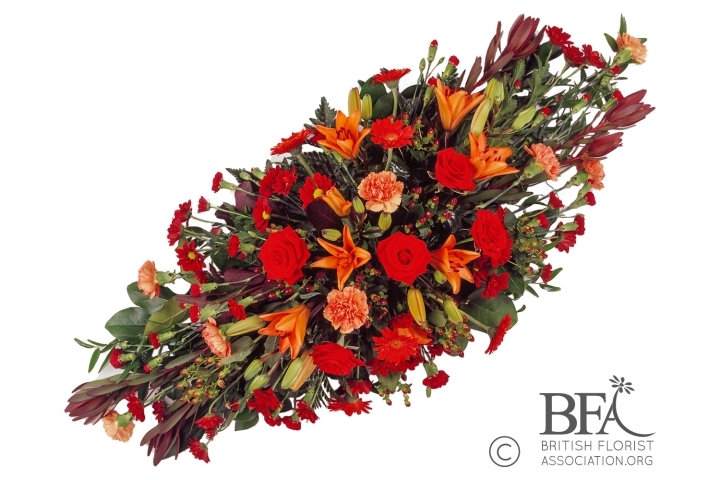 Red & Orange Casket Spray